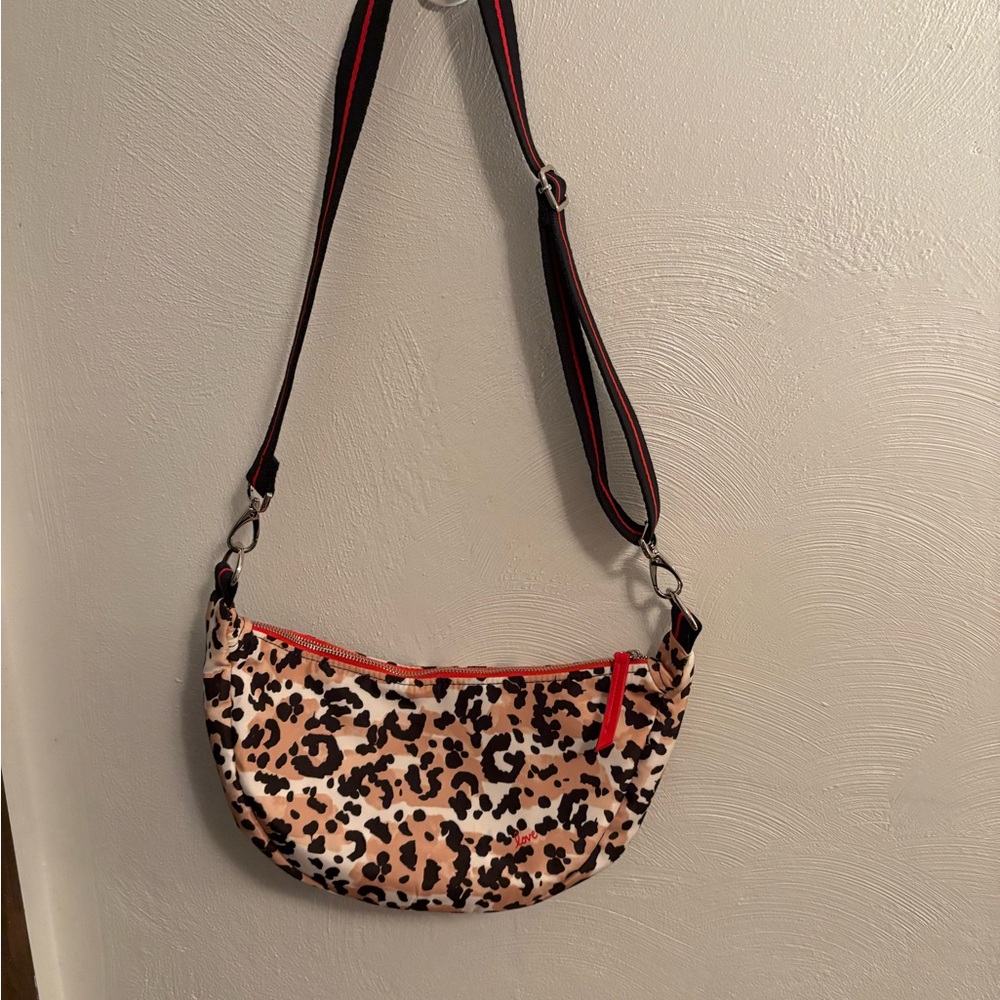 Brighton Animal Print Crossbody Bag with Red Accents - Picture 2 of 4
